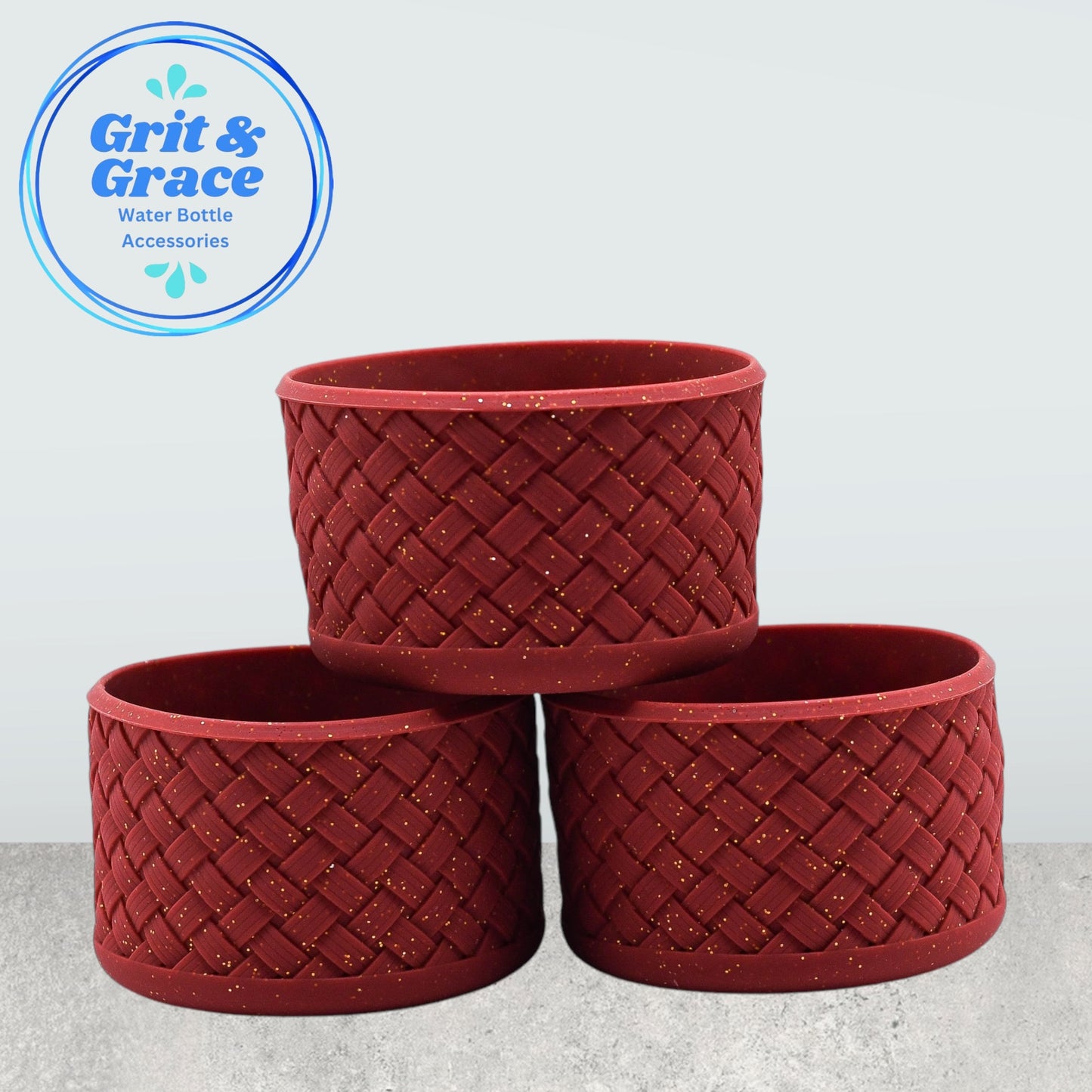 Basketweave Maroon & Gold Glitter Boot