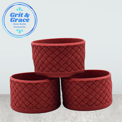 Basketweave Maroon & Gold Glitter Boot