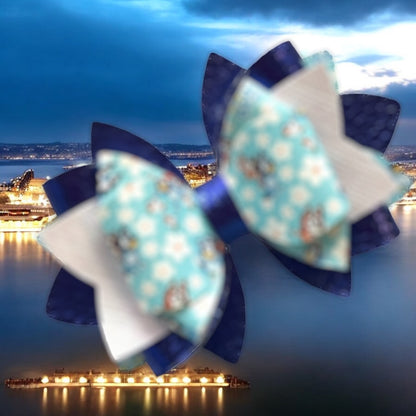 Blue Dog Daisies Bow