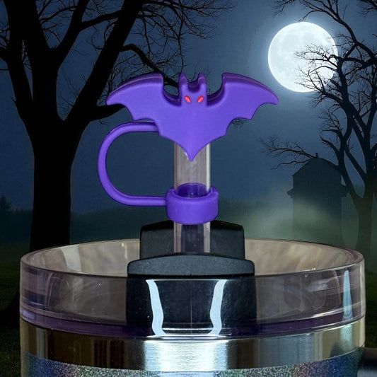 Spellcast Purple Bat Straw Topper