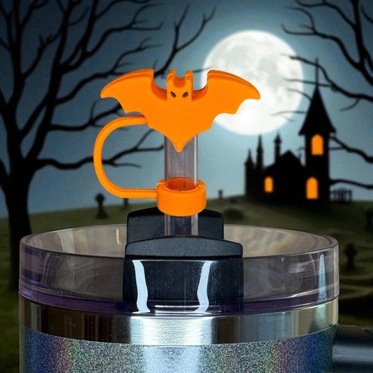 Spellcast Orange Bat Straw Topper