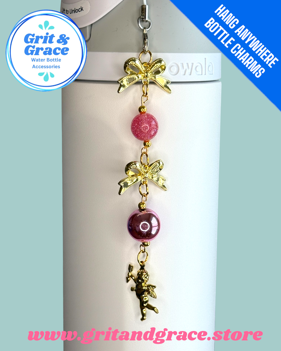 Hang Anywhere Pink Cherub Bottle Charm