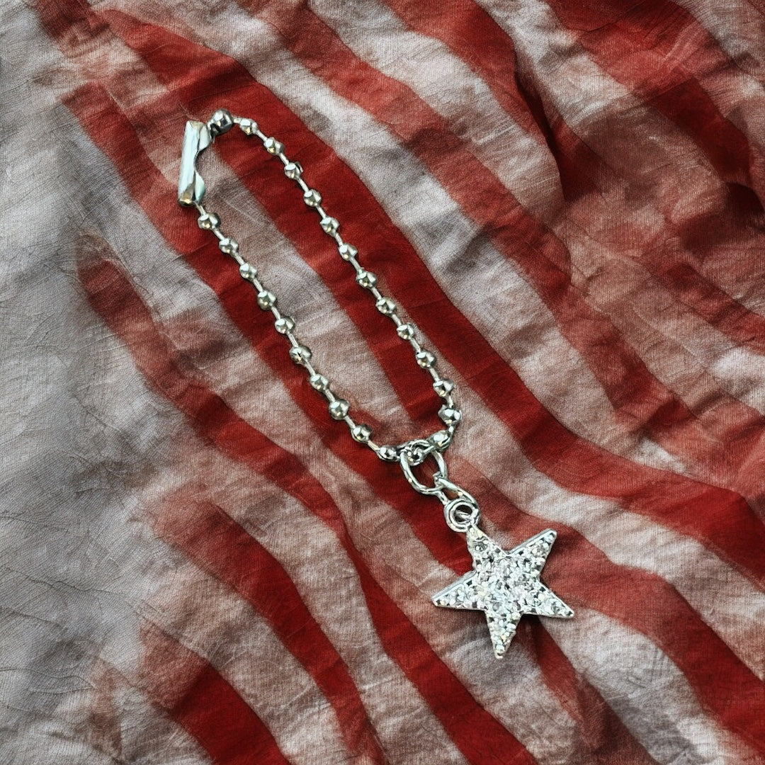 Silver Bling Star Pave Handle Charm