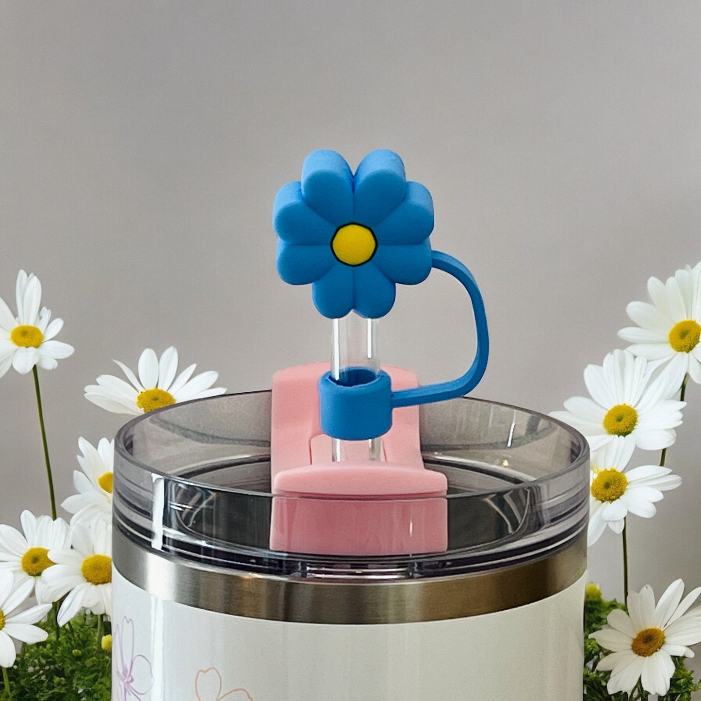 Blue Daisy Straw Topper