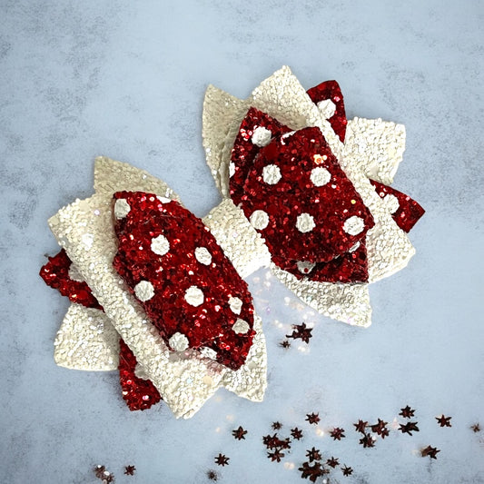 Archive Glitter Red Polka Dot Bow