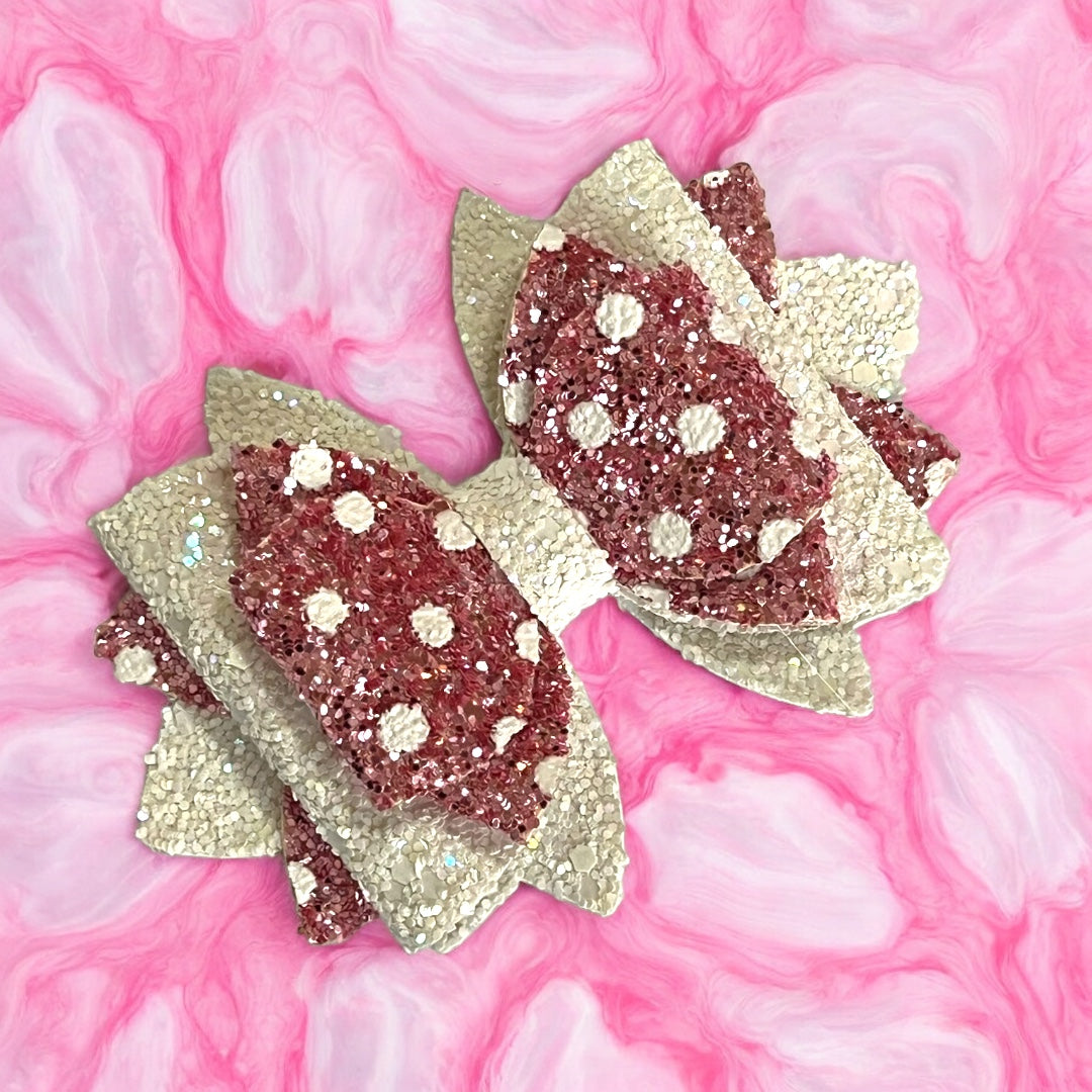 Archive Glitter Pink Polka Dot Bow