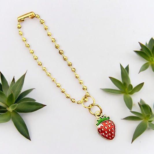 Micro Red Strawberry Handle Charm