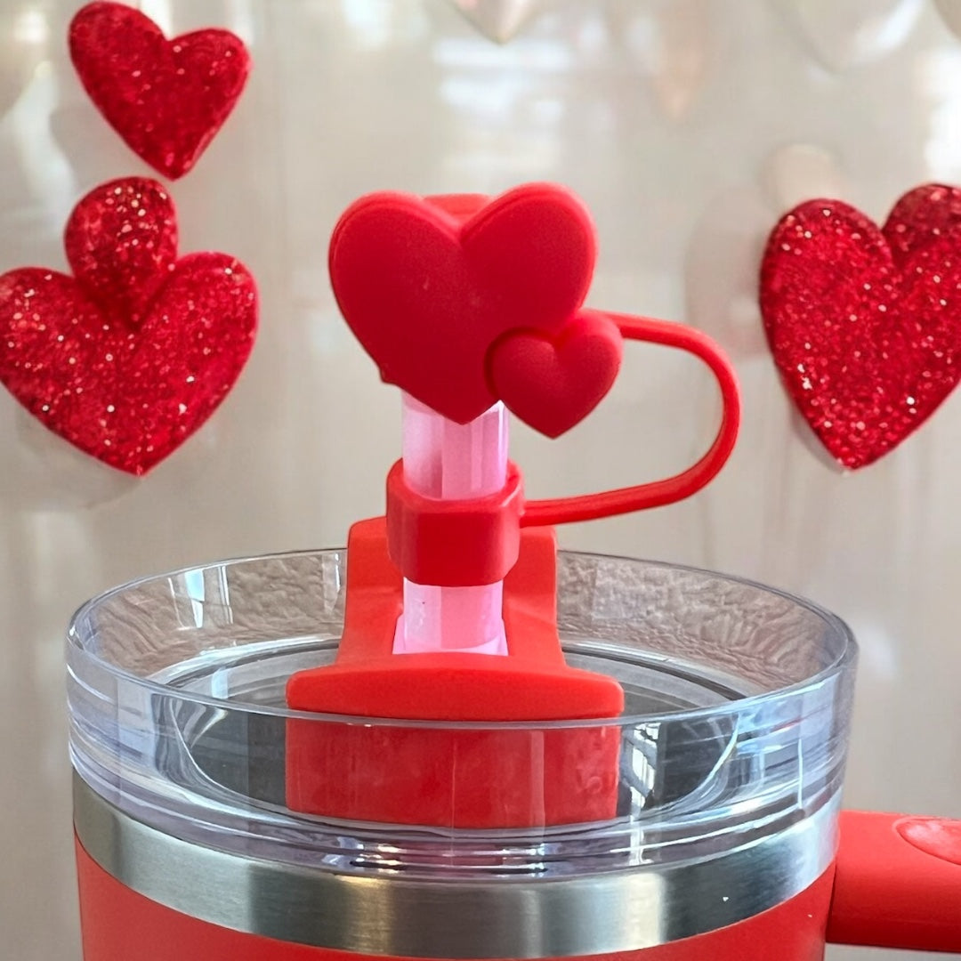 Double Red Heart Straw Topper