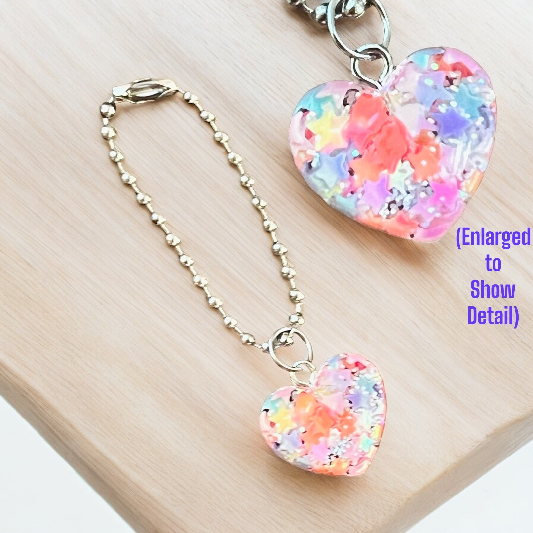 3D Neon Stars & Heart Handle Charm