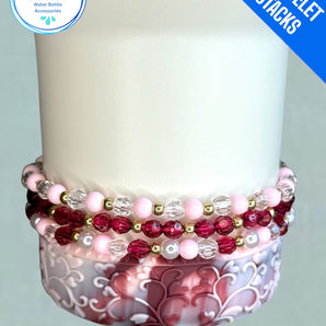 Pink & Maroon Velvet Stretchy Cup Bracelets (Set of 3)