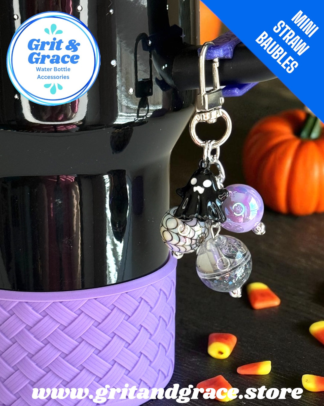 Spellcast Black Ghost Mini Straw Bauble