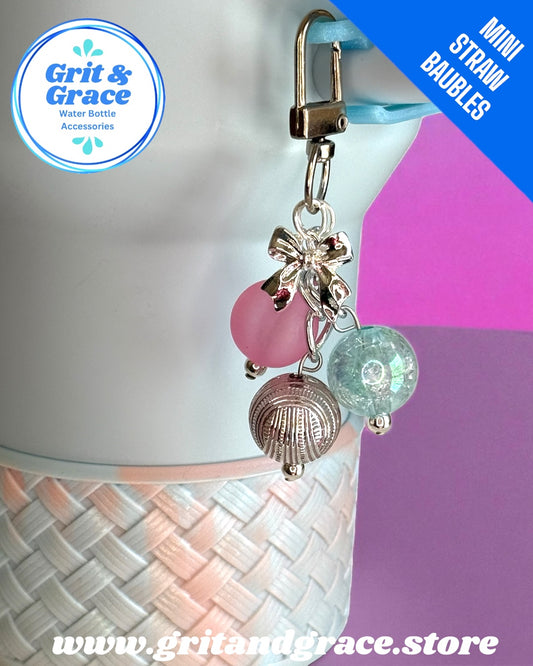 Aurora Silver Web Bow Mini Straw Bauble