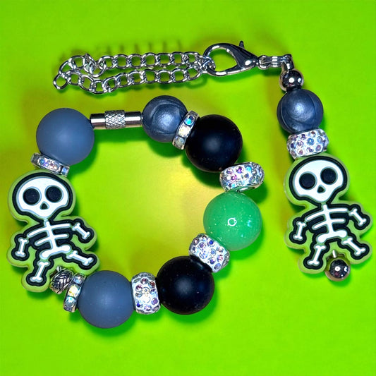 Green Skellie Handle Bracelet & Hang Anywhere Charm Set