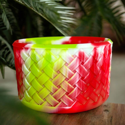 Basketweave Holiday Lime & Red Boot