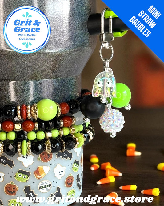Green Apple Ghost Mini Straw Bauble