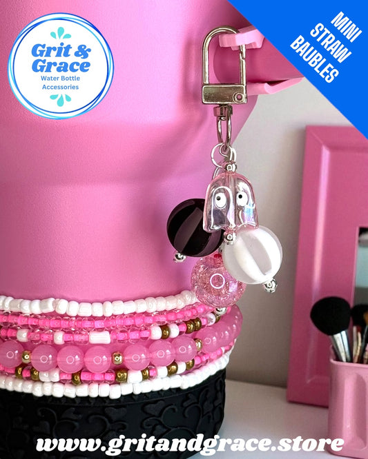 Pink Stripe Ghost Mini Straw Bauble