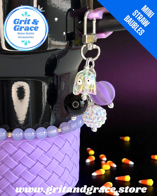 Purple Stripe Ghost Mini Straw Bauble