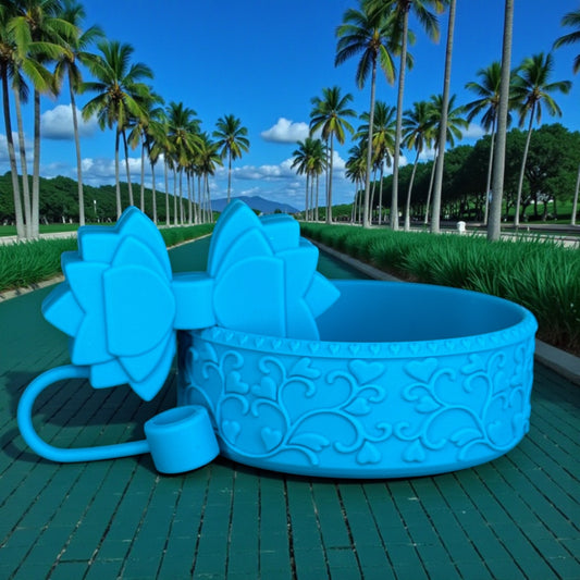 Heart Scroll Caribbean Blue Shorty Boot