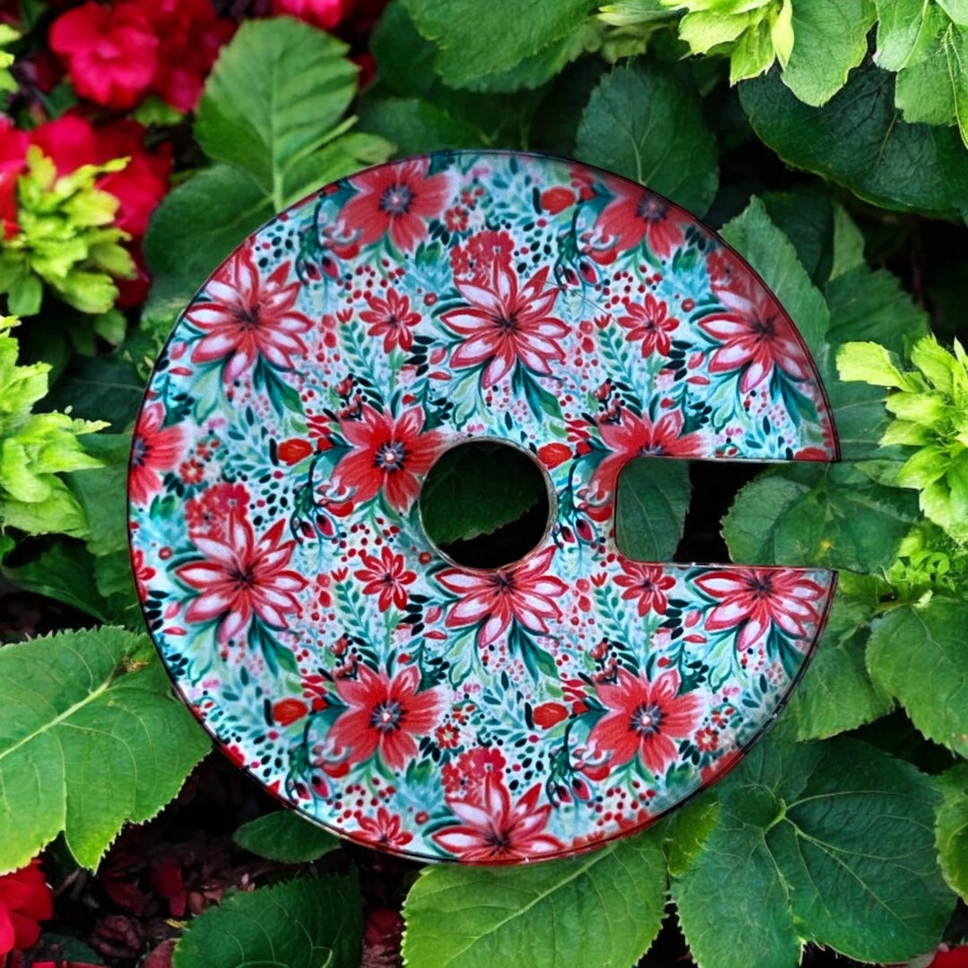 Preppy Poinsettia Round Tumbler Topper