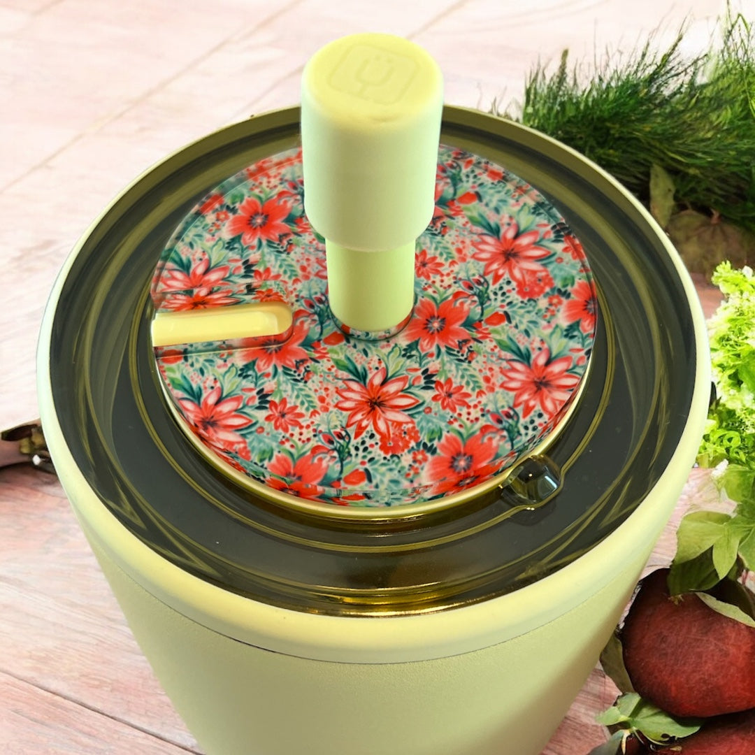 Preppy Poinsettia Round Tumbler Topper