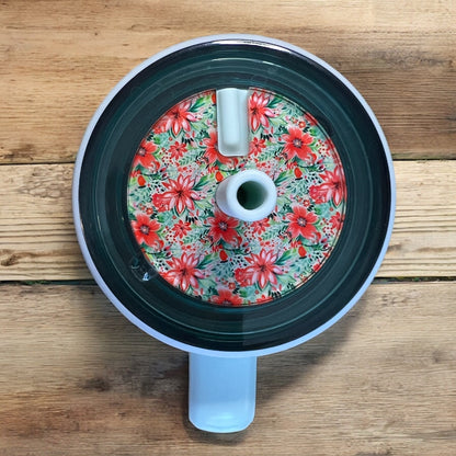 Preppy Poinsettia Round Tumbler Topper