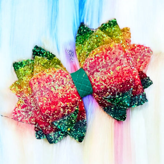 Rainbow Bright Glitter Bow