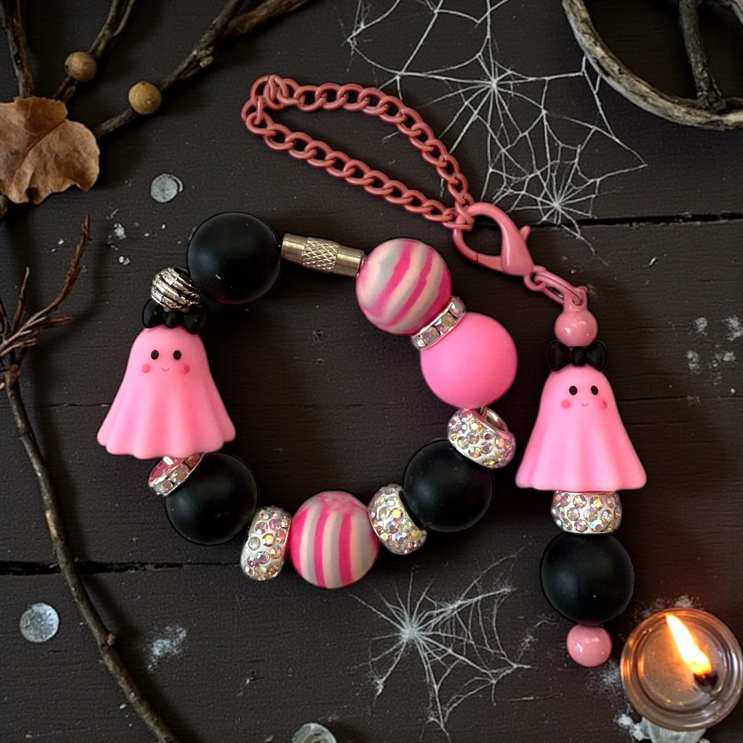 Pink Ghost Handle Bracelet & Hang Anywhere Charm Set