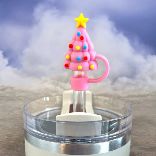 Pinky Christmas Tree Straw Topper