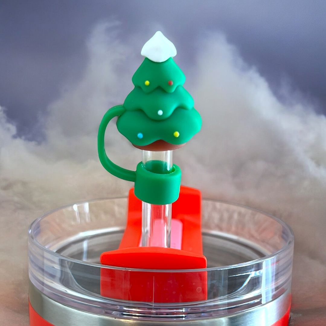 Green Christmas Tree Straw Topper