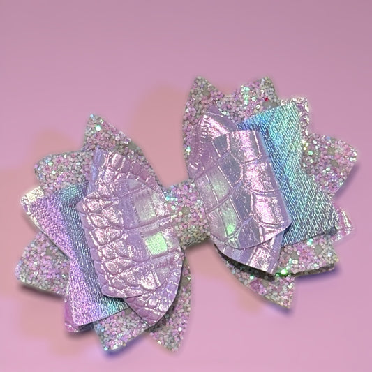 Lavender Alligator Sparkle Bow