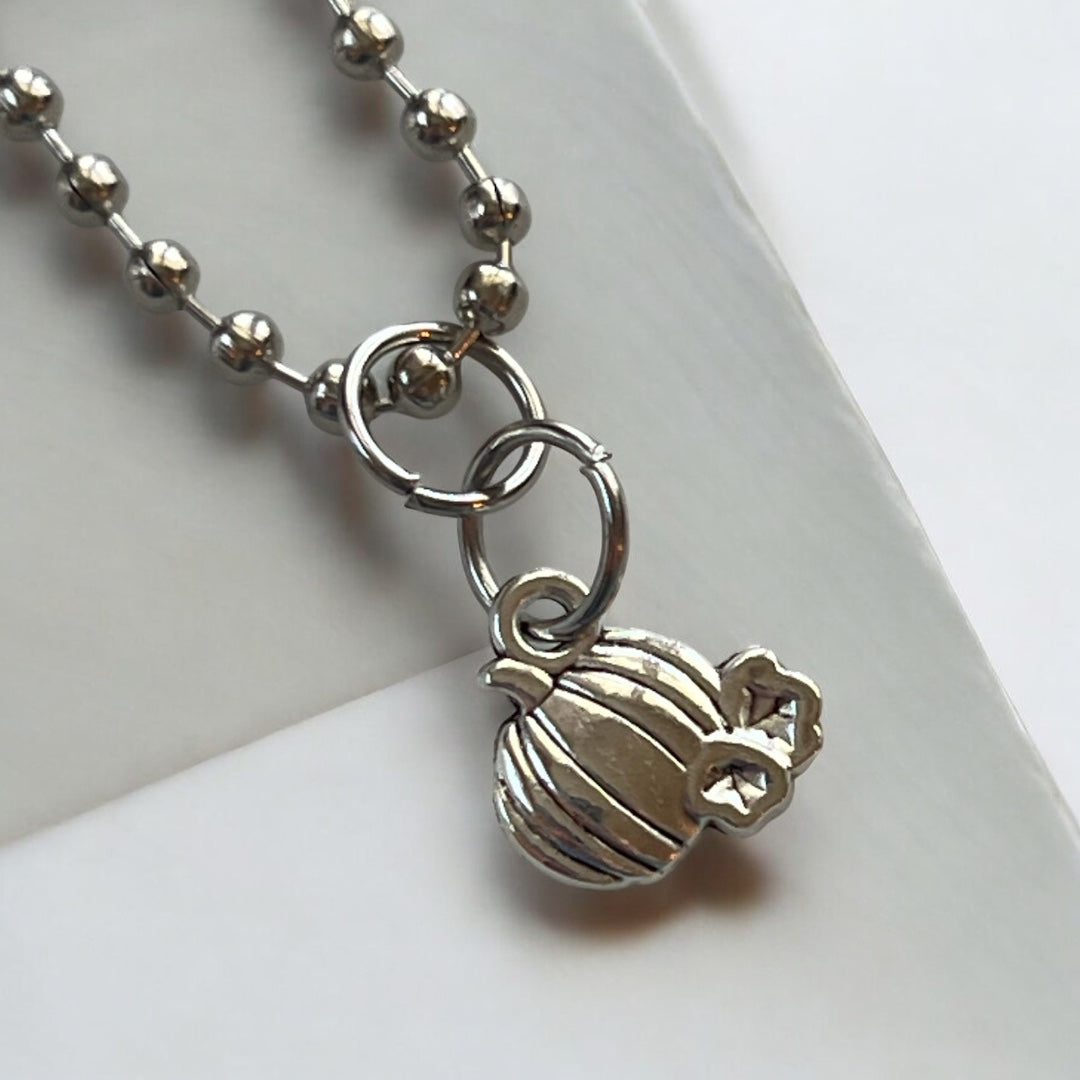 Silver Pumpkin Handle Charm