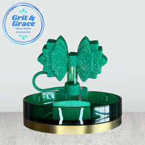 Gracie Forest Green Glitter Straw Topper