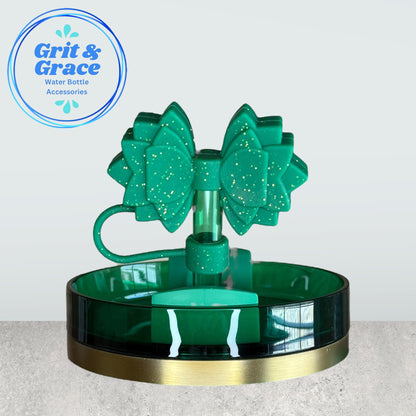 Gracie Forest Green Glitter Straw Topper