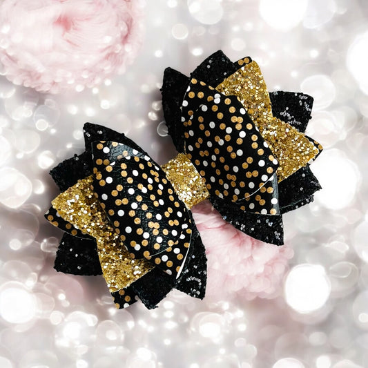 Black & Gold Dots Bow