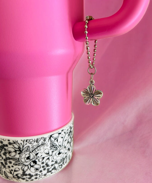 Fine Line Peony Handle Charm