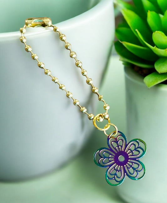 Iridescent Flower Handle Charm