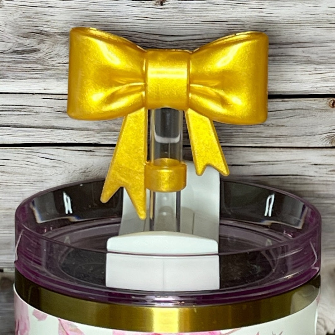 Gold Gloss Bow Straw Topper