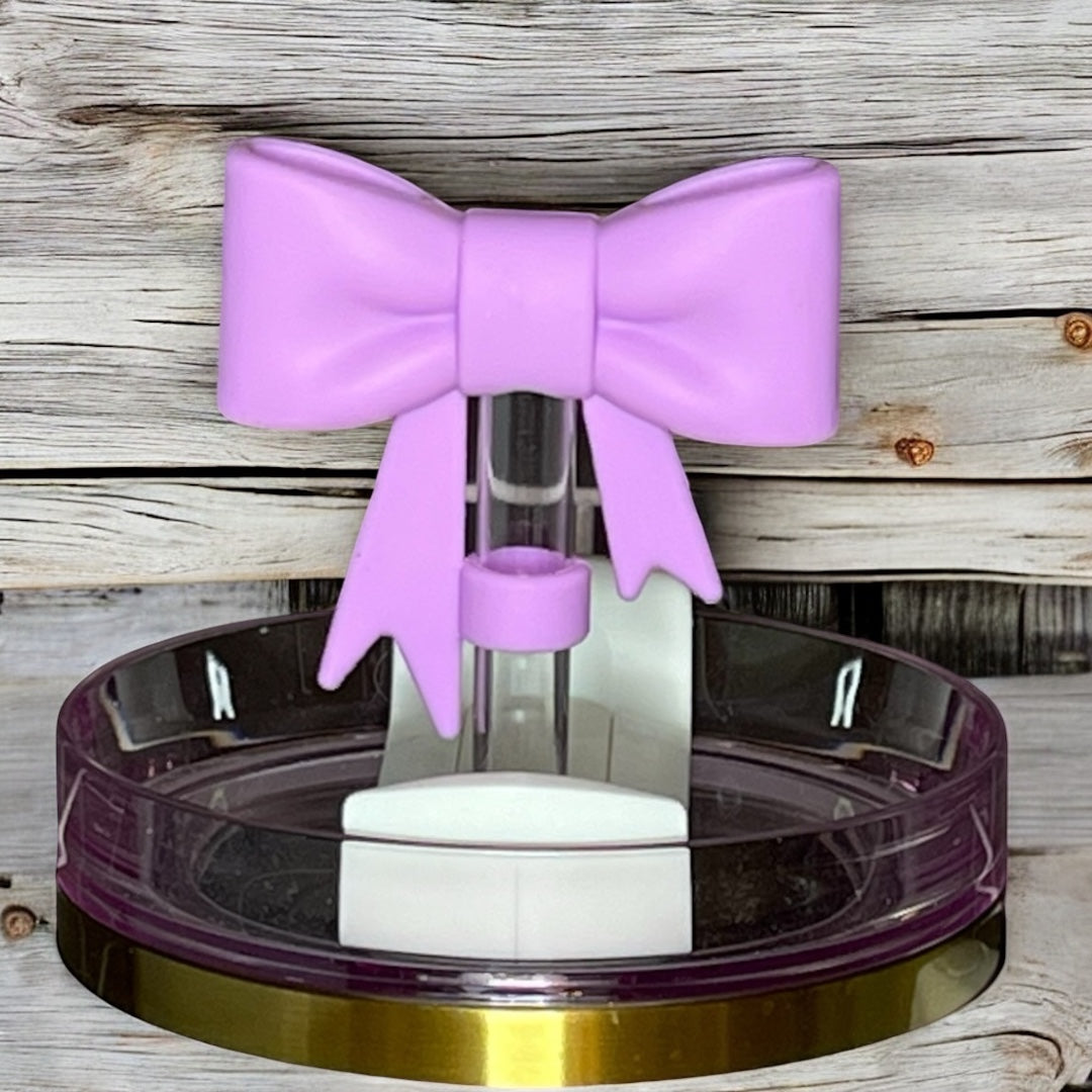 Lilac Purple Bow Straw Topper