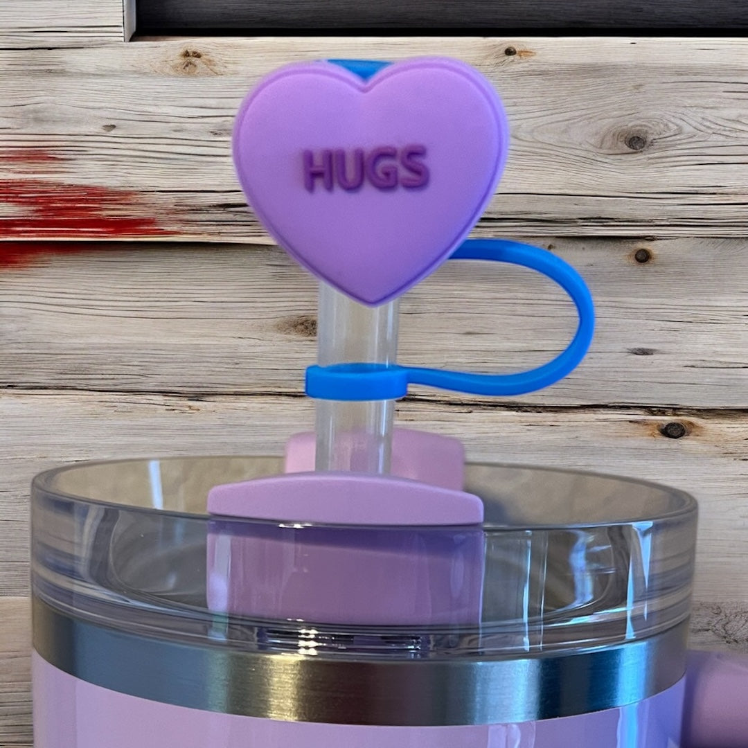 Hugs Lilac Purple Straw Topper