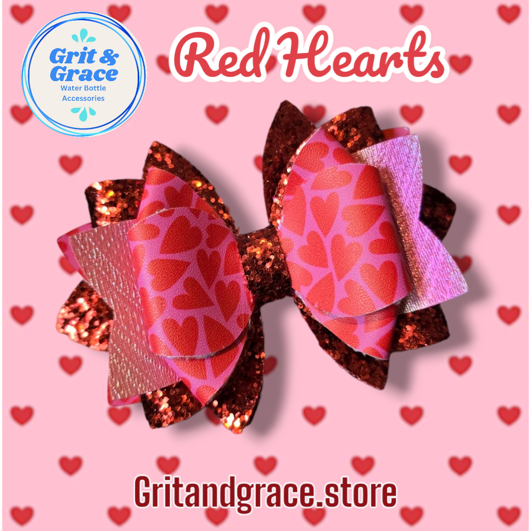 Red Hearts Bow