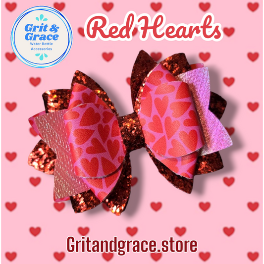 Red Hearts Bow