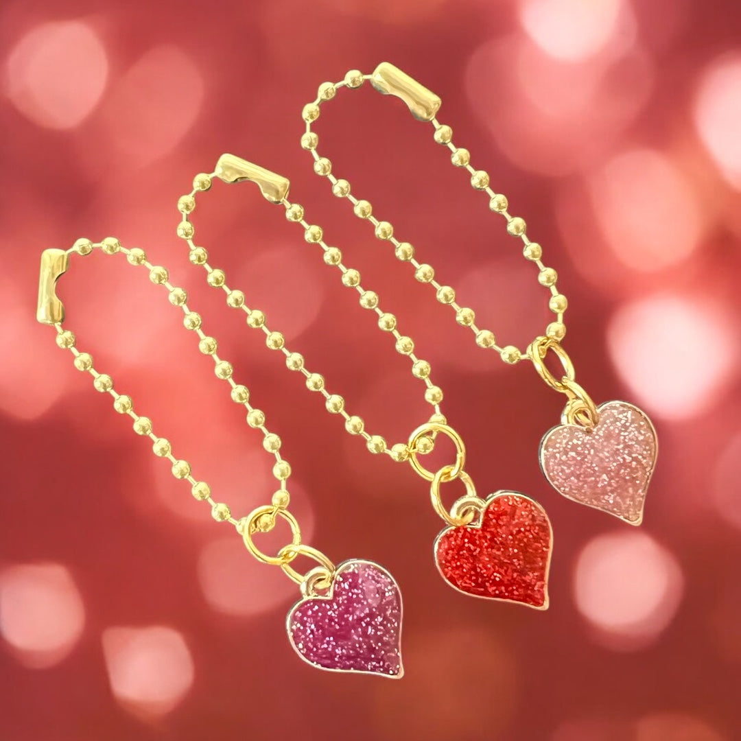 Glitter Heart Handle Charm