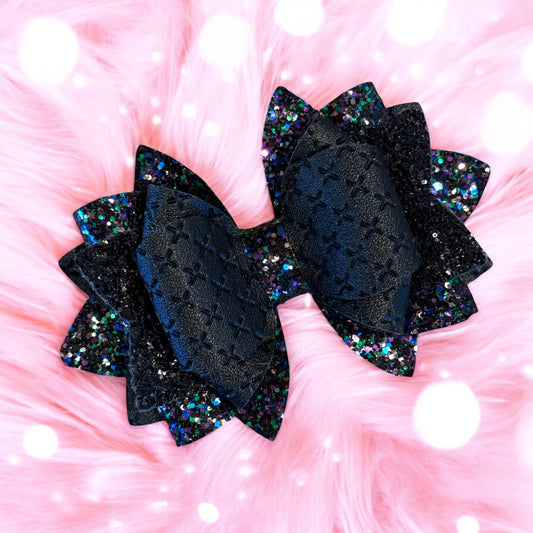 Black Witch Glitter Bow