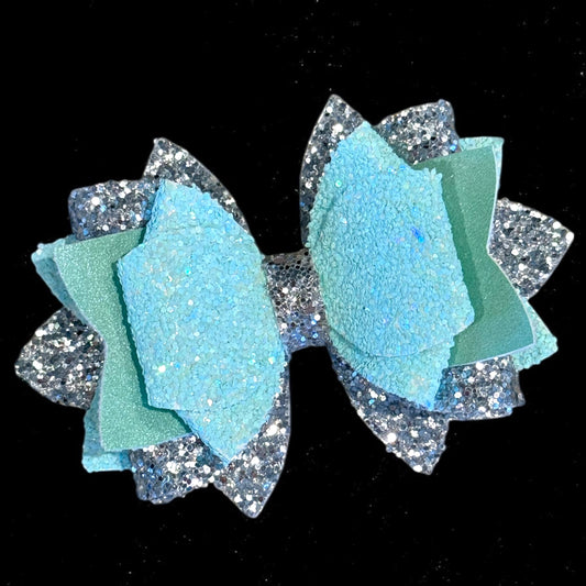 Silver Mint Glitter Bow