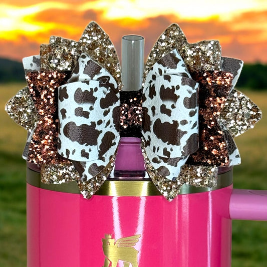Brown & Gold Cow Bow