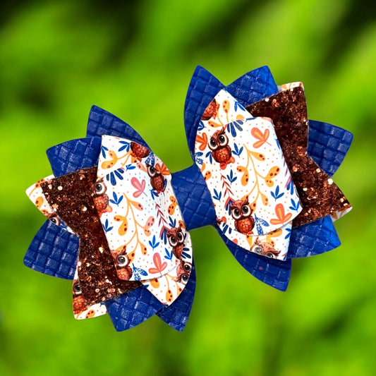 Royal Blue Owl Bow