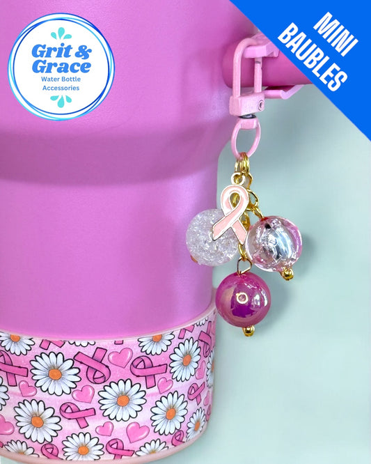 Pink Ribbon Mini Straw Bauble