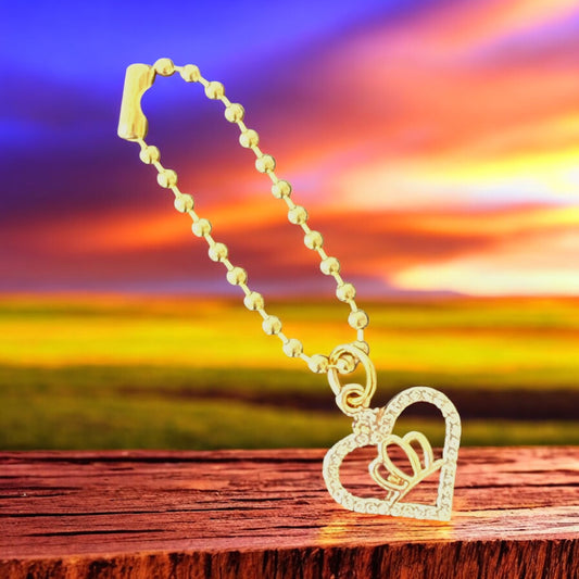 Gold Heart & Crown Handle Charm