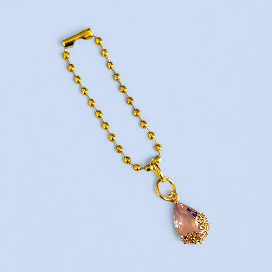 Pale Pink Flower Gem Handle Charm
