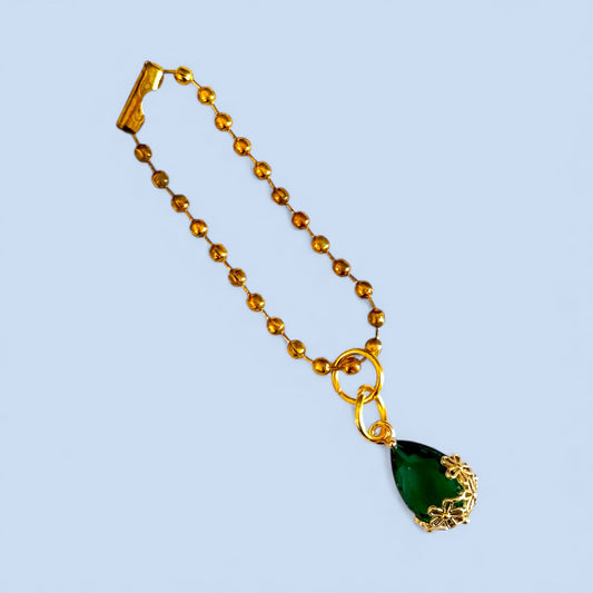 Emerald Green Flower Gem Handle Charm